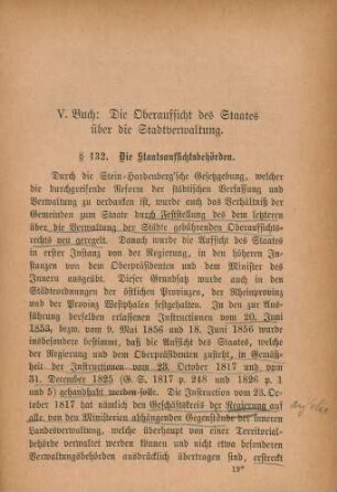 V. Buch: Die Oberaufsicht des Staates über die Stadtverwaltung.