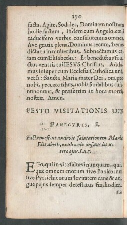 Festo Visitationis Die Panegyris I