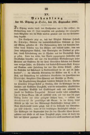 XV. Verhandlung der 93. Sitzung zu Oels, den 23. September 1860.
