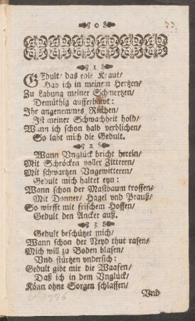 Gedult/ das edle Kraut/ Hab ich in meinem Hertzen/