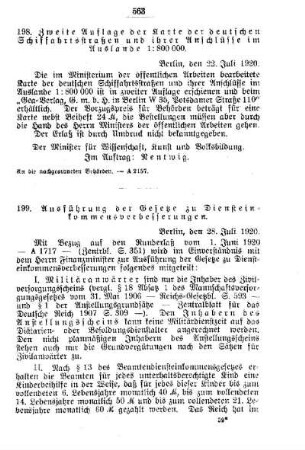 Ausführung der Gesetze zu Diensteinkommensverbesserungen: [A. Behörden und Beamte]