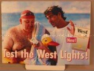 Werbeschild (doppelseitig) für "West Lights"-Zigaretten