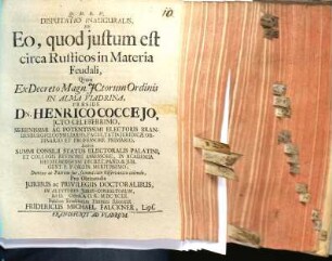 Disputatio Inauguralis, De Eo, quod iustum est circa Rusticos in Materia Feudali