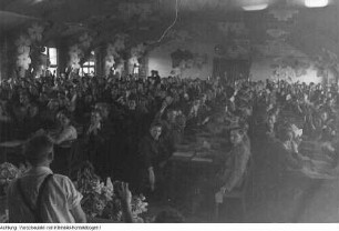 Dresden, Pieschen, Goehlewerk (1947-1962 Sachsenverlag), Riesaer Straße 32. 1. Kreiskonferenz der FDJ - Verkündung der Grundrechte der Jugend, Mai 1946