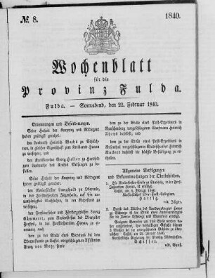 Nr. 8, Ausgabe vom 22. Februar 1840