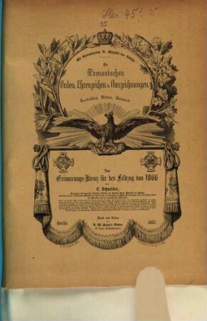 Die preußischen Orden, Ehrenzeichen und Auszeichnungen : geschichtlich, bildlich, statistisch. 25, Das Erinnerungs-Kreuz für den Feldzug von 1866