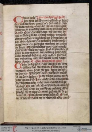 Zwei Gebete zum hl. Geist