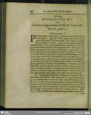 Dissertatio XII. De Natura obligationis, Pactis & Contractibus in genere
