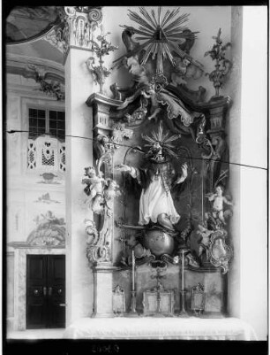 Meersburg Priesterseminar Sankt Carlo Borromeo Kapelle Innenansicht südlicher Seitenaltar Heiliger Johannes von Nepumuk gefertigt von Franz Ignaz Verhelst (um 1750/1760)