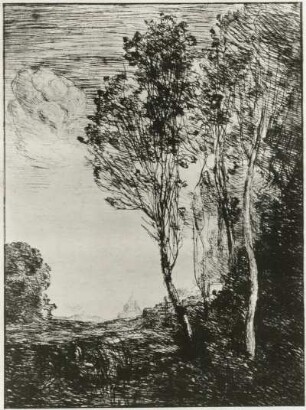 Environs de Rome (Landschaft mit Kirche) : Jean-Baptiste-Camille Corot. Environs de Rome (Landschaft mit Kirche), 1866