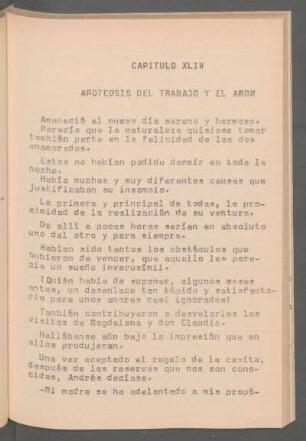 Capítulo XLIV - Apoteosis del trabajo y el amor