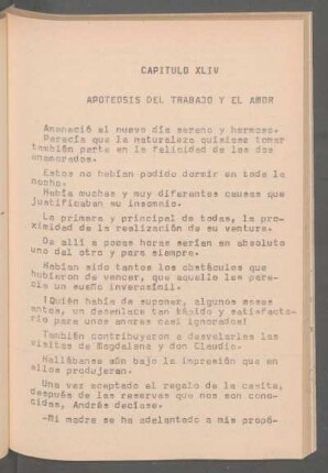 Capítulo XLIV - Apoteosis del trabajo y el amor
