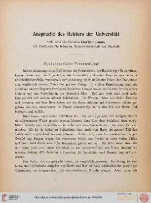 Ansprache des Rektors der Universität