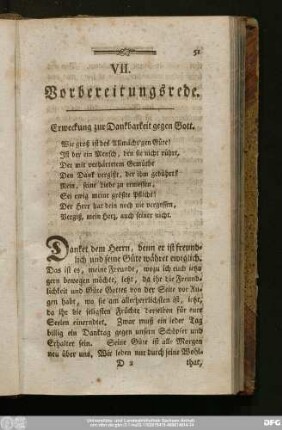 VII. Vorbereitungsrede. Erweckung zur Dankbarkeit gegen Gott.