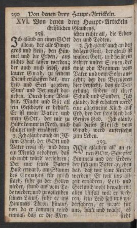 XVI. Von denen drey Haupt-Artickeln christlichen Glaubens