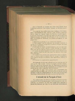 L'avenir de la Turquie d'Asie.