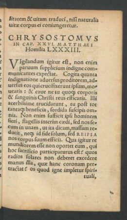 Chrysostomus In Cap. XXVI. Matthaei ...
