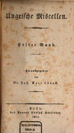 Ungrische Miscellen. 1. 1805