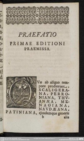 Praefatio Primae Editioni Praemissa