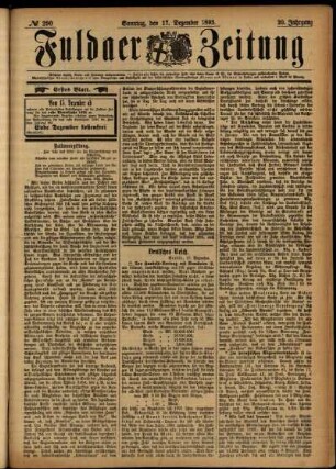 Erste Ausgabe vom Sonntag, den 17. Dezember 1893.