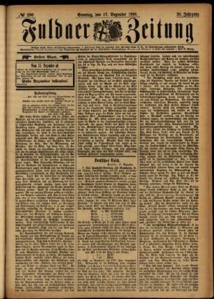 Erste Ausgabe vom Sonntag, den 17. Dezember 1893.