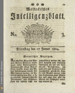 No. 3. Dienstag den 17 Januar 1804