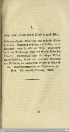 I. Reise von Cracau durch Mähren nach Wien
