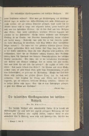 Die inländischen Christengemeinden des indischen Archipels