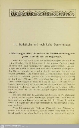 III. Statistische und technische Bemerkungen