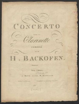 Concerto Pour La Clarinette : Oeuvre [hs.: 3].