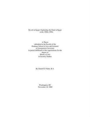Revolt in Egypt : explaining the Jihad in Egypt in the 1980s-1990s