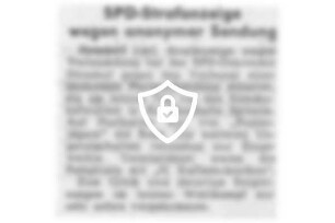 SPD-Strafanzeige wegen anonymer Sendung