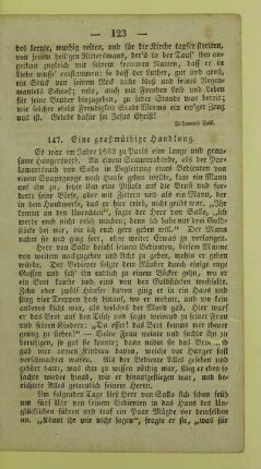 147. Eine großmüthige Handlung