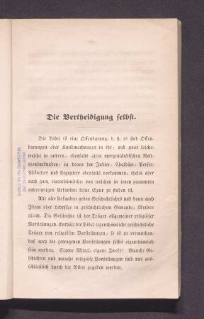 Die Vertheidigung selbst.