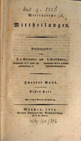 Militärische Mittheilungen. 2, 2. 1829
