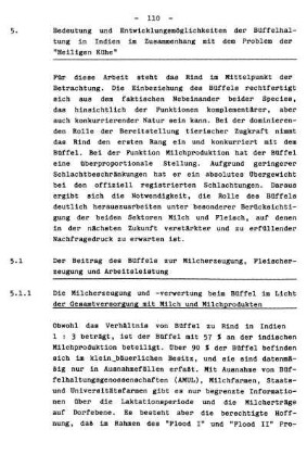 5.1 Der Beitrag des Büffels zur Milcherzeugung, Fleischerzeugung und Arbeitsleistung