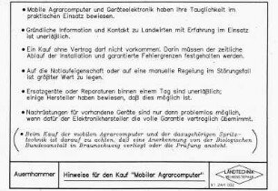 Hinweise für den Kauf "Mobiler Agrarcomputer"