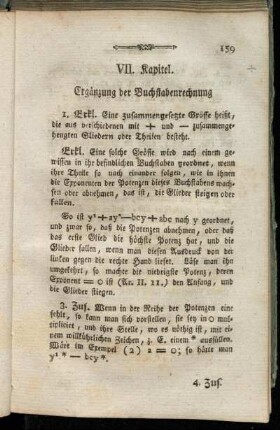 VII. Kapitel. Ergänzung der Buchstabenrechnung