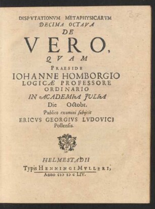 Disputationum Metaphysicarum Decima Octava De Vero