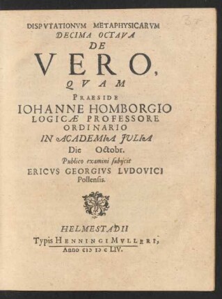 Disputationum Metaphysicarum Decima Octava De Vero