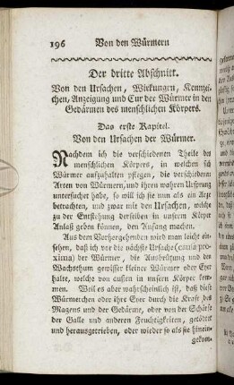 Der dritte Abschnitt. Von den Ursachen, Wirkungen, Kennzeichen, Anzeigung und Cur ...