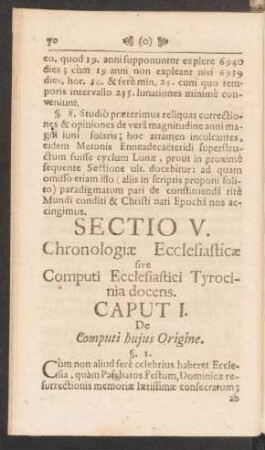 Caput I. De Computi hujus Origine.