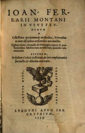 In Usus Feudorum Collectanea quodammodo methodica