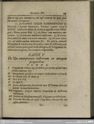 Caput V. De Usu excerptorum nostrorum ex antiquis scriptoribus