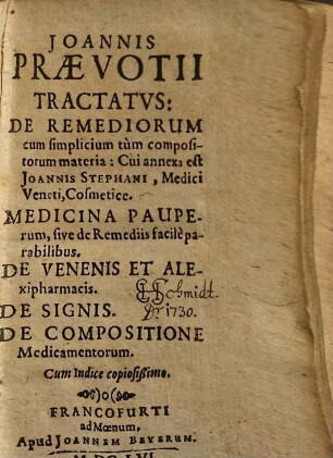 Joannis Praevotii Tractatvs : = Opera medica posthuma