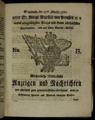 No. 13. Montags, den 27ten Martii 1780.