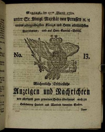 No. 13. Montags, den 27ten Martii 1780.