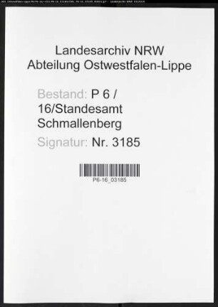 Sterberegister Standesamt Schmallenberg