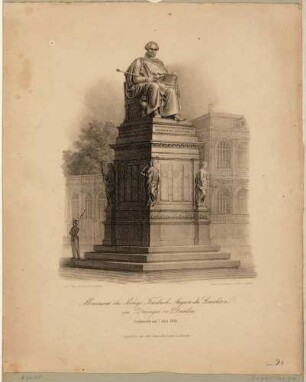 Das Denkmal König Friedrich August I. von Sachsen (der Gerechte, 1750-1827) im Zwinger in Dresden