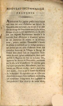 Nouveau Dictionnaire français : à l'usage de toutes les Municipalités, les Miliees nationales et de tous le Patriotes
